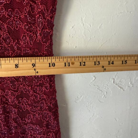 Y2K Betsey Johnson Red Lace Slip Dress XS Ruffle Hem Vamp Romantic Goth Dress - Picture 9 of 11